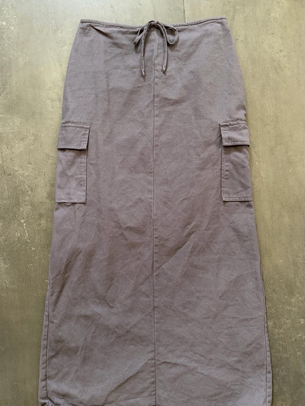 Cargo Maxi Skirt with Drawstring Waist - Charcoal